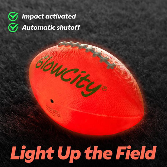 Glowcity Glow in the Dark Football - Light Up, Youth Size Footballs for Kids - LED Lights and Pre-Installed Batteries Included