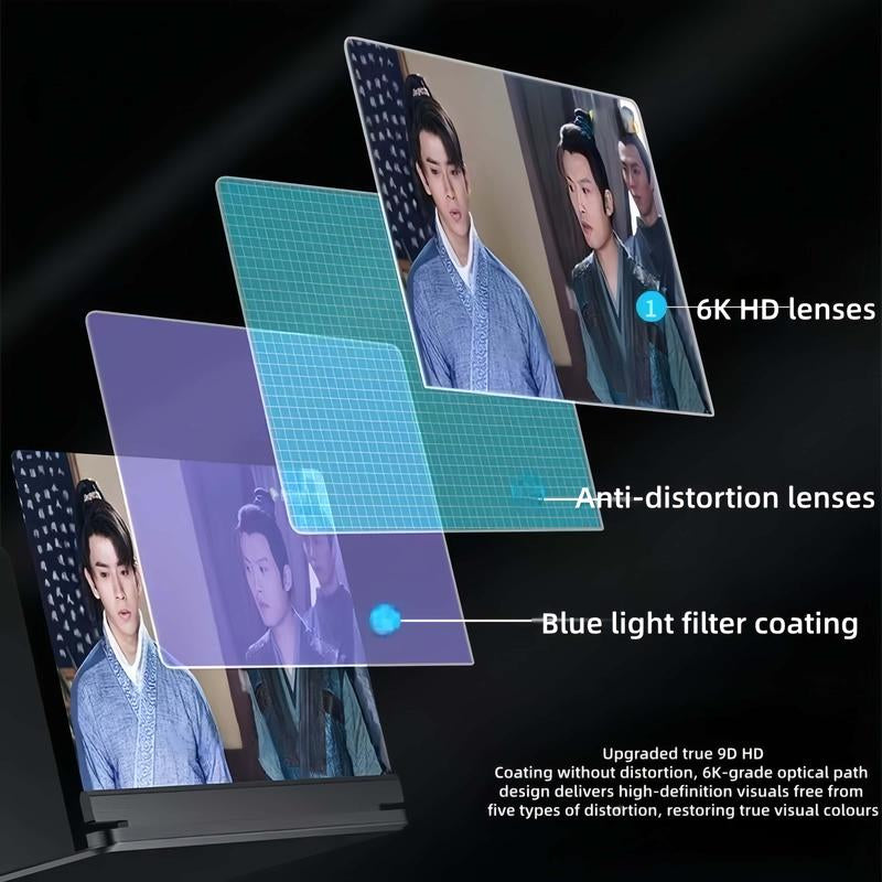 Experience Big Screen Entertainment Anywhere with the 12" Ultra-HD Mobile Phone Magnifier - Perfect for Eye Protection and Full-Screen Viewing