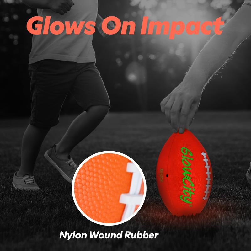 Glowcity Glow in the Dark Football - Light Up, Youth Size Footballs for Kids - LED Lights and Pre-Installed Batteries Included﻿